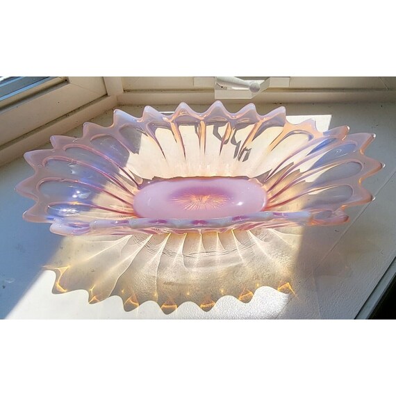 Vintage Fostoria Pink Opalescent Oval Argonne Hall Centerpiece Bowl
