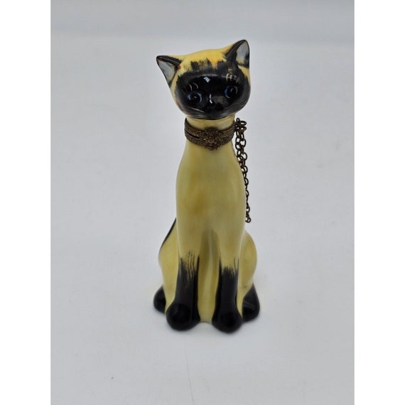 Siamese Cat Limoges France Trinket Box 4.5 In Tall Gorgeous! Signed