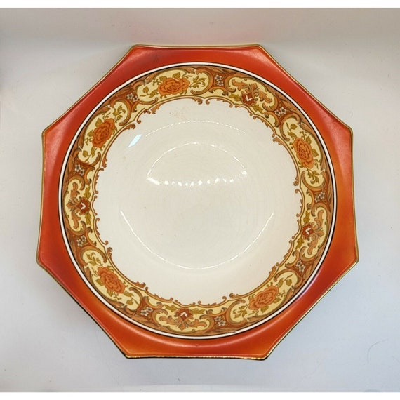 Grimwades Royal Winton Ivory Otagon Orange Floral BOWL Large Antique