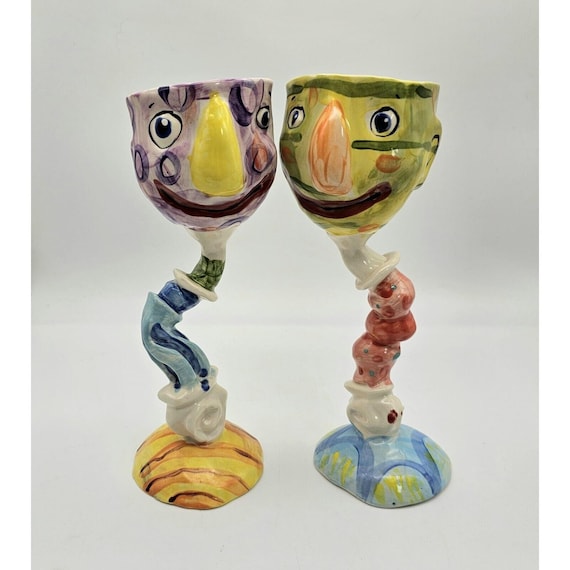 LAUREL IZARD /Edwin Shelton Handmade Wine Goblets Artist Studio IZWIN Pottery