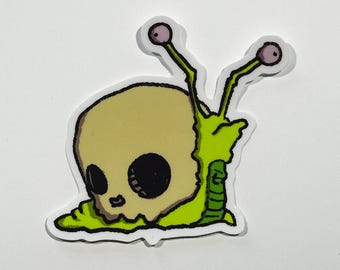 Skull Green Snail Vinyl Sticker