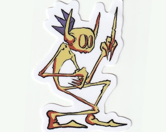 Adesivo in vinile Funky Yellow Demon con dito medio