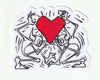 AMO l'adesivo in vinile con il cuore demoniaco ispirato a Keith Haring.