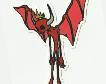 Floating Funky Red Demon Vinyl Sticker