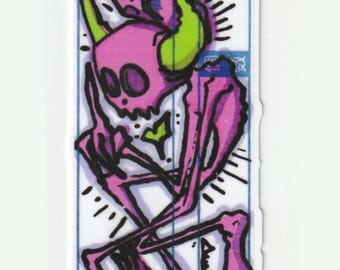 Adesivo demoniaco stravagante numero 1 rosa