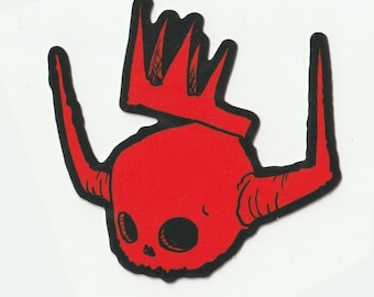 Red Demon King Skull Vinyl Sticker