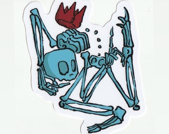 Adesivo in vinile Funky Blue Skeleton King
