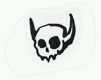 Adesivo in vinile con teschio demoniaco – Sagoma realizzata a mano