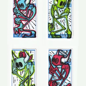 Funky demon sticker four pack #1