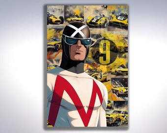 Racer X's Retro Vintage Classic Anime Manga Cartoon, Speed Racer Premium fine art print for Home Office Art Décor, Various Sizes Available