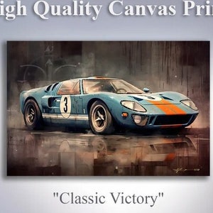 1966 Ford GT40 LM, Premium Vintage Fine Art Motorsports Print, Heritage Blue, Ford vs Ferrari,  Limited Edition Print OF 10