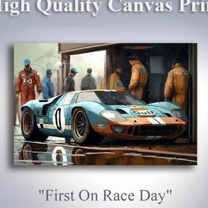 Gulf Ford GT40 - Le Mans Fine Art Print, original art work, Racing Art, Oil Painting Style