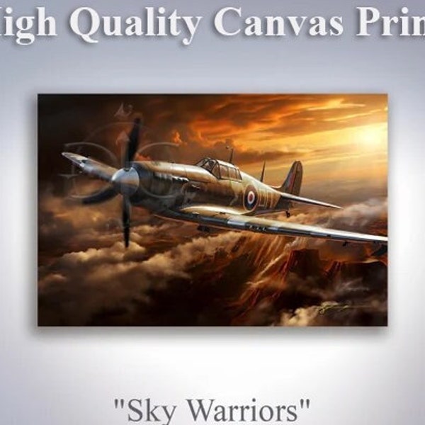 Spitfire Sunset - Fine art military aviation print, ideal gift for a man Military Aviation WW2, Fine Art Print Picture, Fathers Day,