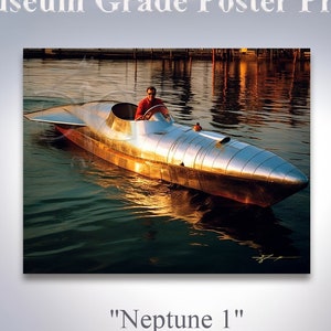 Vintage Speed Boat Photography Style, Nautical Photography, Lake Boat Print, Lake House Decor, Gift for him, Archival quality Poster Print