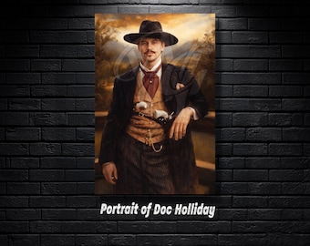 Portrait of Doc Holliday | Legendary Gunslinger of the Old West | Vintage Western Oil Painting Style