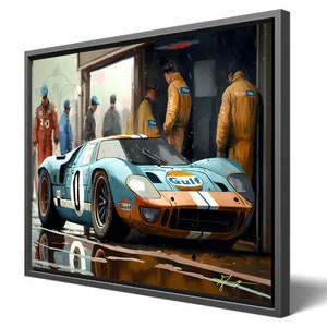 Gulf Ford GT40 Le Mans Racing Art Print – Oil Painting Style Canvas - Etsy