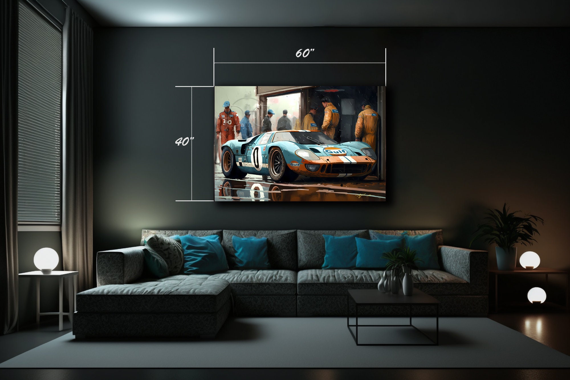 Gulf Ford GT40 Le Mans Racing Art Print – Oil Painting Style Canvas - Etsy