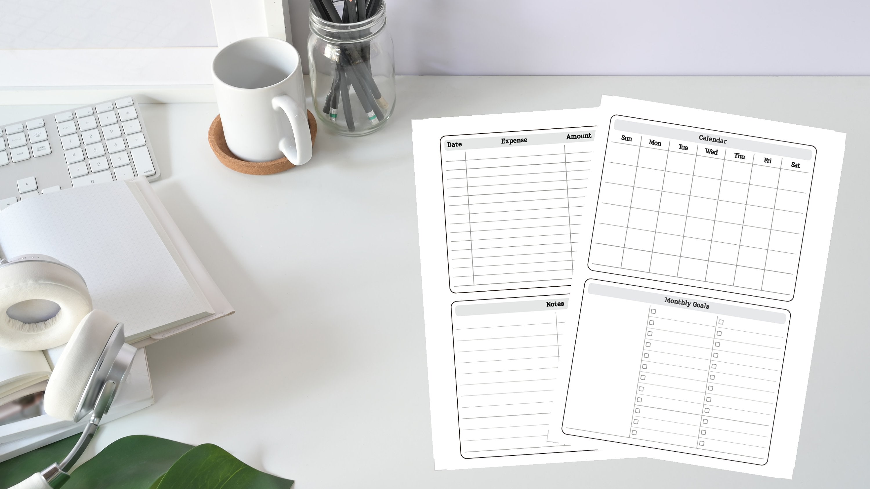 Undated Monthly Budget and Goal Planner, Budget, and Notes - Digital ...