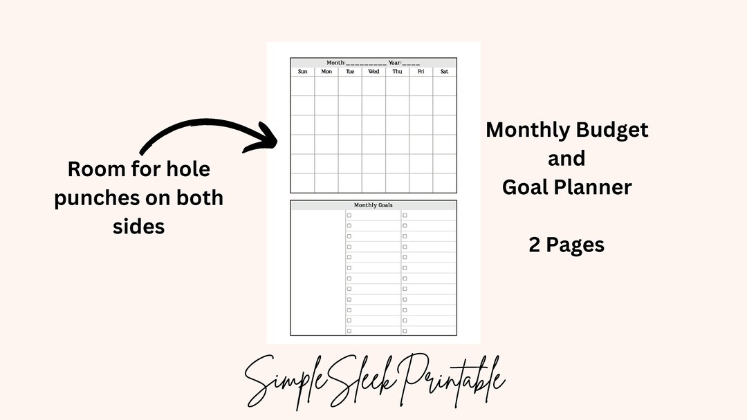 Undated Monthly Budget and Goal Planner, Budget, and Notes - Digital ...