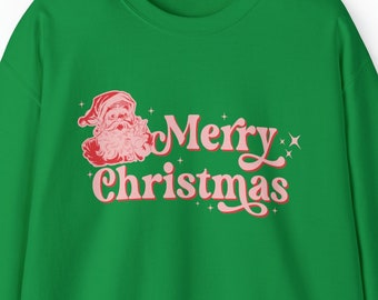 Retro Merry Christmas Sweatshirt, Women's Christmas Sweatshirt, Santa Sweatshirt, Gift For Her, Holiday Sweatshirt, Cozy Christmas Shirt