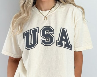 USA Comfort Colors Shirt, 4th of July Shirt, Big USA Tshirt, USA Logo T-Shirt, Retro Vintage America Shirt, Oversized Shirt, 4th of July Tee
