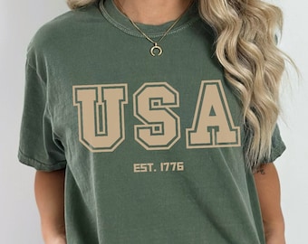 USA Comfort Colors Shirt, 4th of July Shirt, Big USA Tshirt, USA Logo T-Shirt, Retro Vintage America Shirt, Oversized Shirt, 4th of July Tee