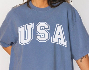 USA Comfort Colors Shirt, 4th of July Shirt, Big USA Tshirt, USA Logo T-Shirt, Retro Vintage America Shirt, Oversized Shirt, 4th of July Tee