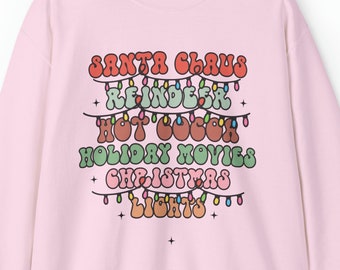 Christmas Things Sweatshirt, Christmas List Sweatshirt, Women's Christmas Sweatshirt, Gift For Her, Cozy Retro Holiday Sweatshirt