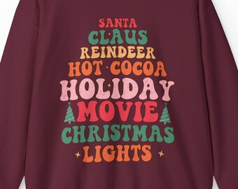 Christmas Things Sweatshirt, Christmas List Sweatshirt, Women's Christmas Sweatshirt, Gift For Her, Cozy Retro Holiday Sweatshirt