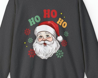 Santa Ho Ho Ho Sweatshirt, Retro Santa Shirt, Cozy Christmas Sweatshirt, Women's Holiday Sweatshirt, Gift For Her, Christmas Gift For Her