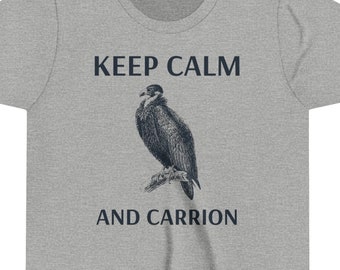 Keep Calm and Carrion Shirt, Funny Kid's Shirt, Pun Tee Shirt, Vulture Shirt, Punny Shirt, Bird Lover Shirt, Youth Bird Shirt