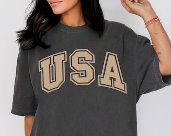 USA Comfort Colors Shirt, 4th of July Shirt, Big USA Tshirt, USA Logo T-Shirt, Retro Vintage America Shirt, Oversized Shirt, 4th of July Tee