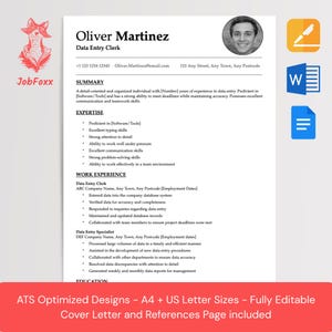 Data Entry Clerk Resume Template Pack | ATS Friendly Data Entry CV (Word, Pages, Docs) | Instant Download