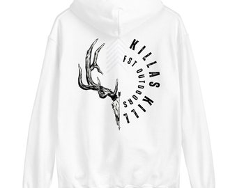Unisex Hunting Hoodie: Deer Skull Graphic, Outdoors Sweatshirt