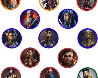DND Character Token Pack: 23 Unique 5E Game Assets (PNG Digital Download)
