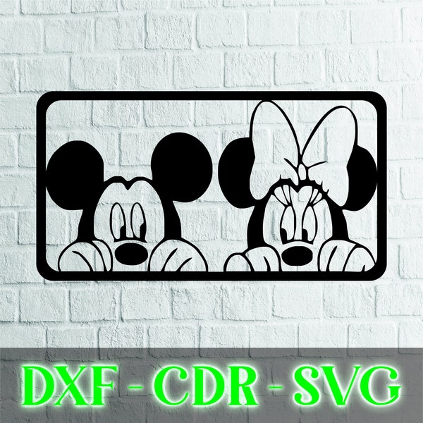 Mickey and Minnie Mause Laser CNC dxf Files | Gravür svg Files | Plasma Laser Files | CNC Patterns | Wall Art | dxf,svg,ai,pdf,cdr,png,jpg |