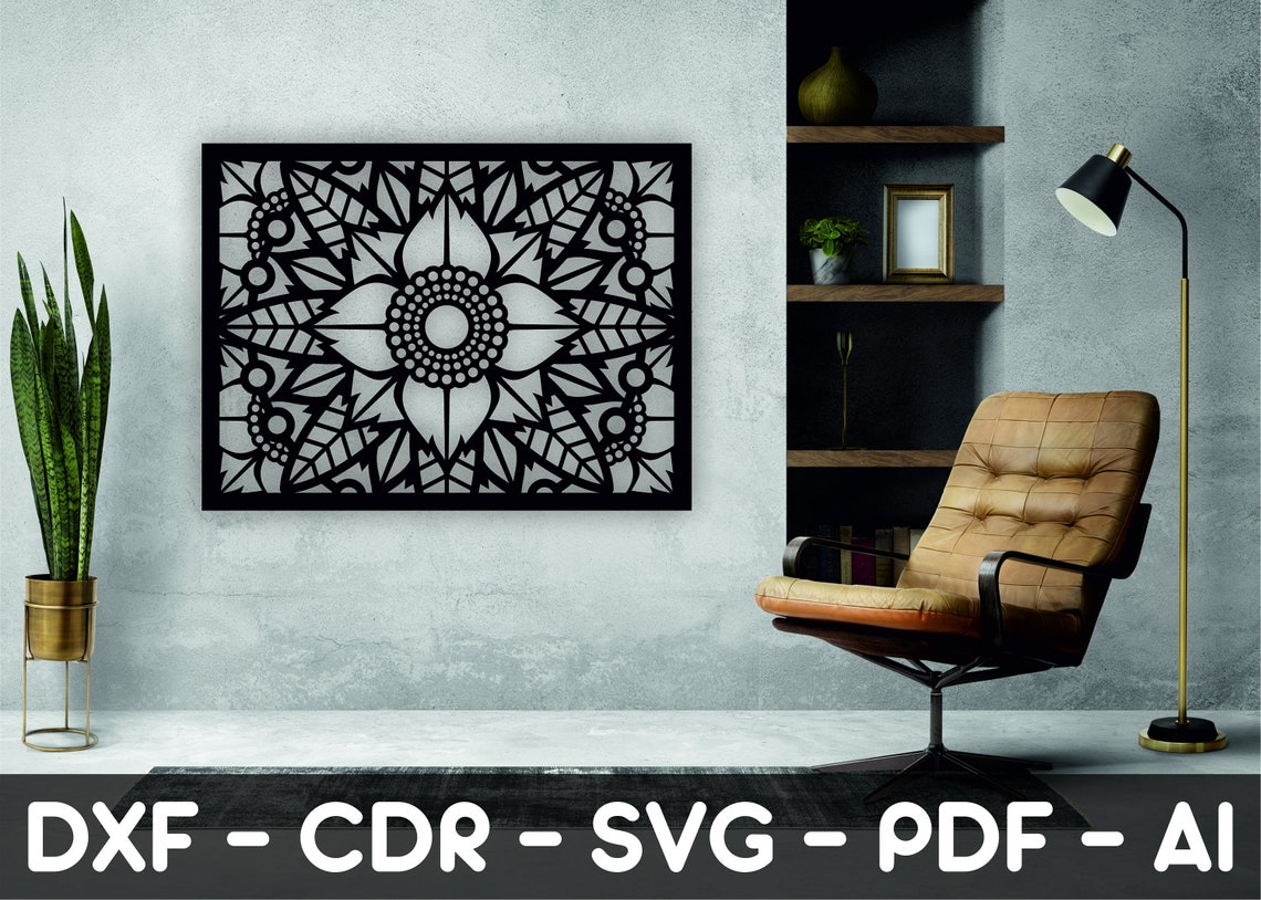 Flower Mandala Wall Art Svg Cut File, Dxf Files, Plasma Cut File, Wall