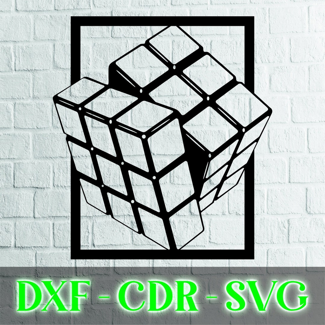 Rubik's Cube Wall Art Svg Cut File, Cube, Rubik's Cube Dxf Files