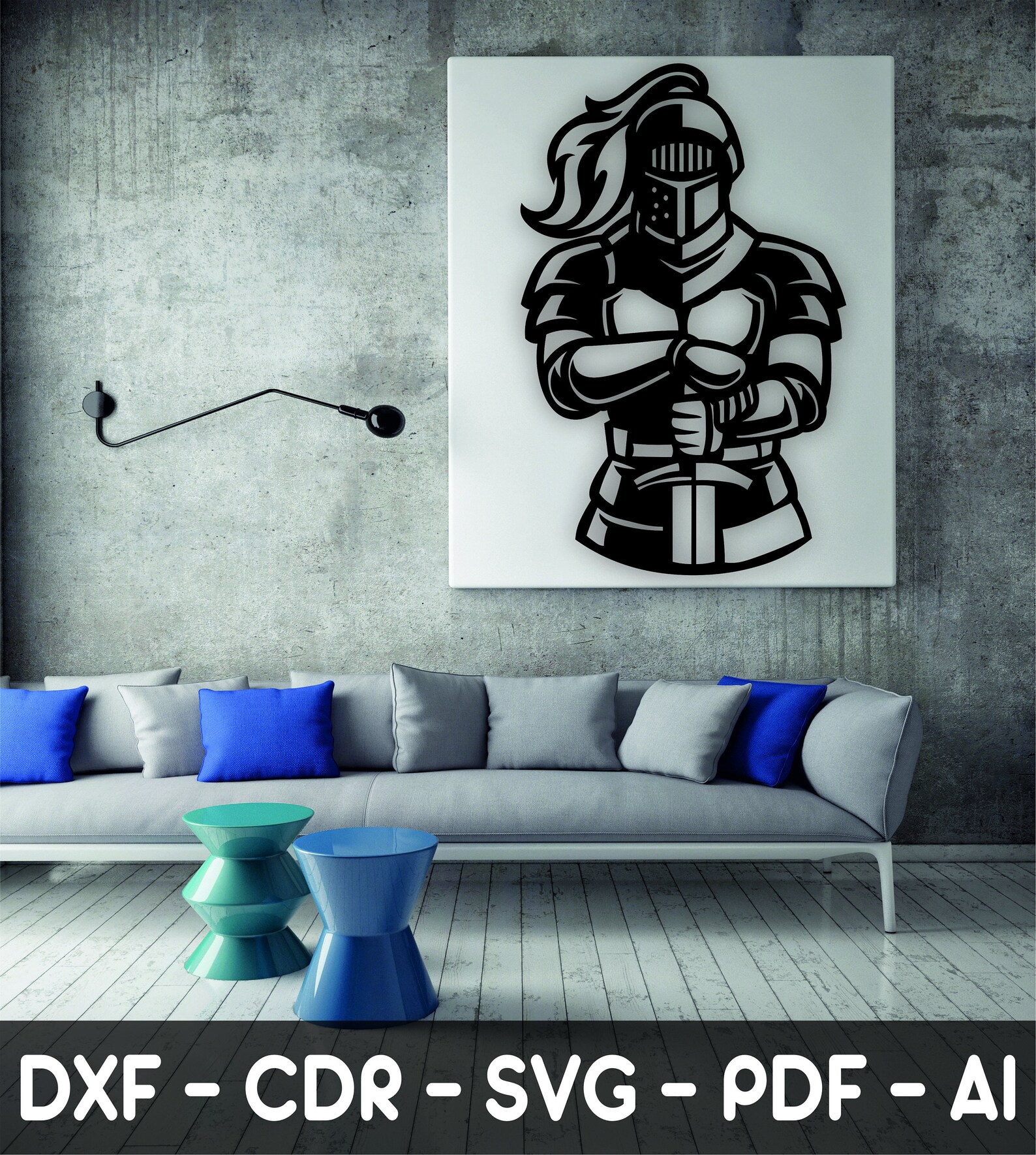 Knight Wall Art Decor Laser Cut Engraving Dxf Glowforge Svg Xtool D1 ...