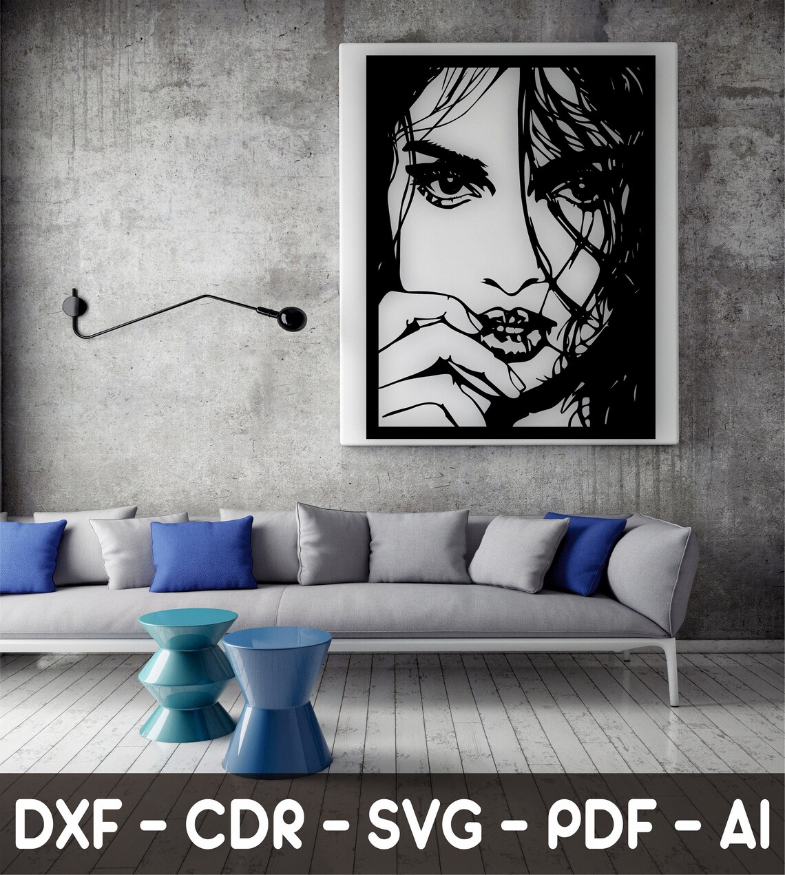 Woman Silhouette Wall Art Svg Cut File, Human, Woman Dxf Files, Plasma