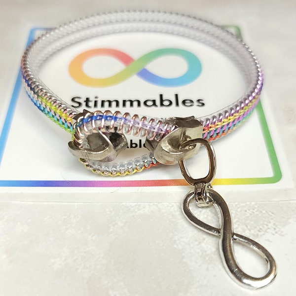 Bracelet agité | Bracelet zippé tie-dye pour l'autisme, le TDAH et l'anxiété | Bracelet à glissière Spectrum de taille personnalisée