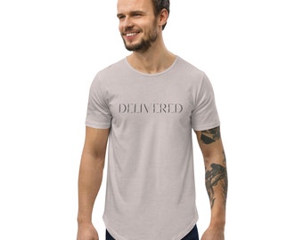 Men's Christian T-Shirt - Curved Hem - "Delivered"