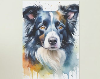 Border Collie Watercolor Print: Captivating & Vibrant Home Decor, Perfect for Dog Lovers