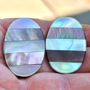 Vintage Mother Of Pearl Gold Tone Cufflinks