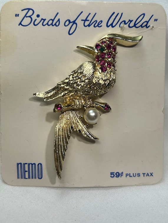 Vintage NEMO Rhinestone Bird Brooch