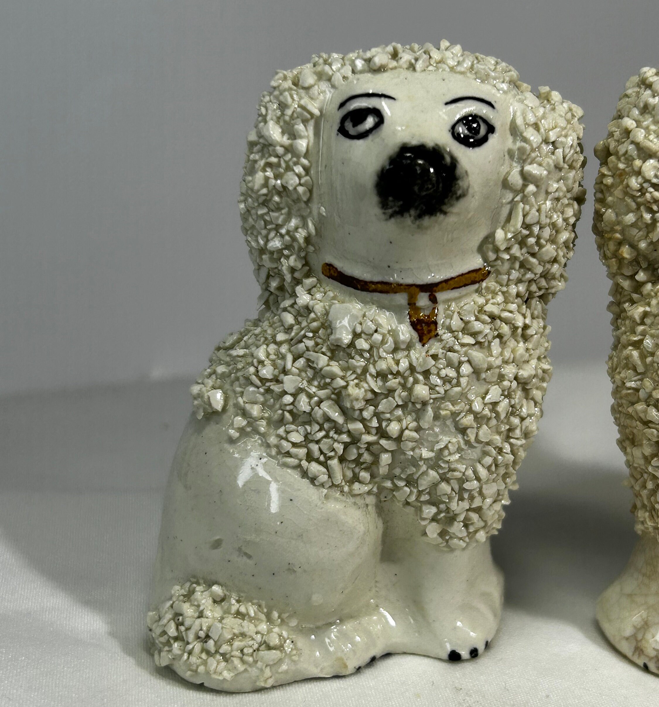Antique Miniature Staffordshire Confetti Poodles Pair Etsy