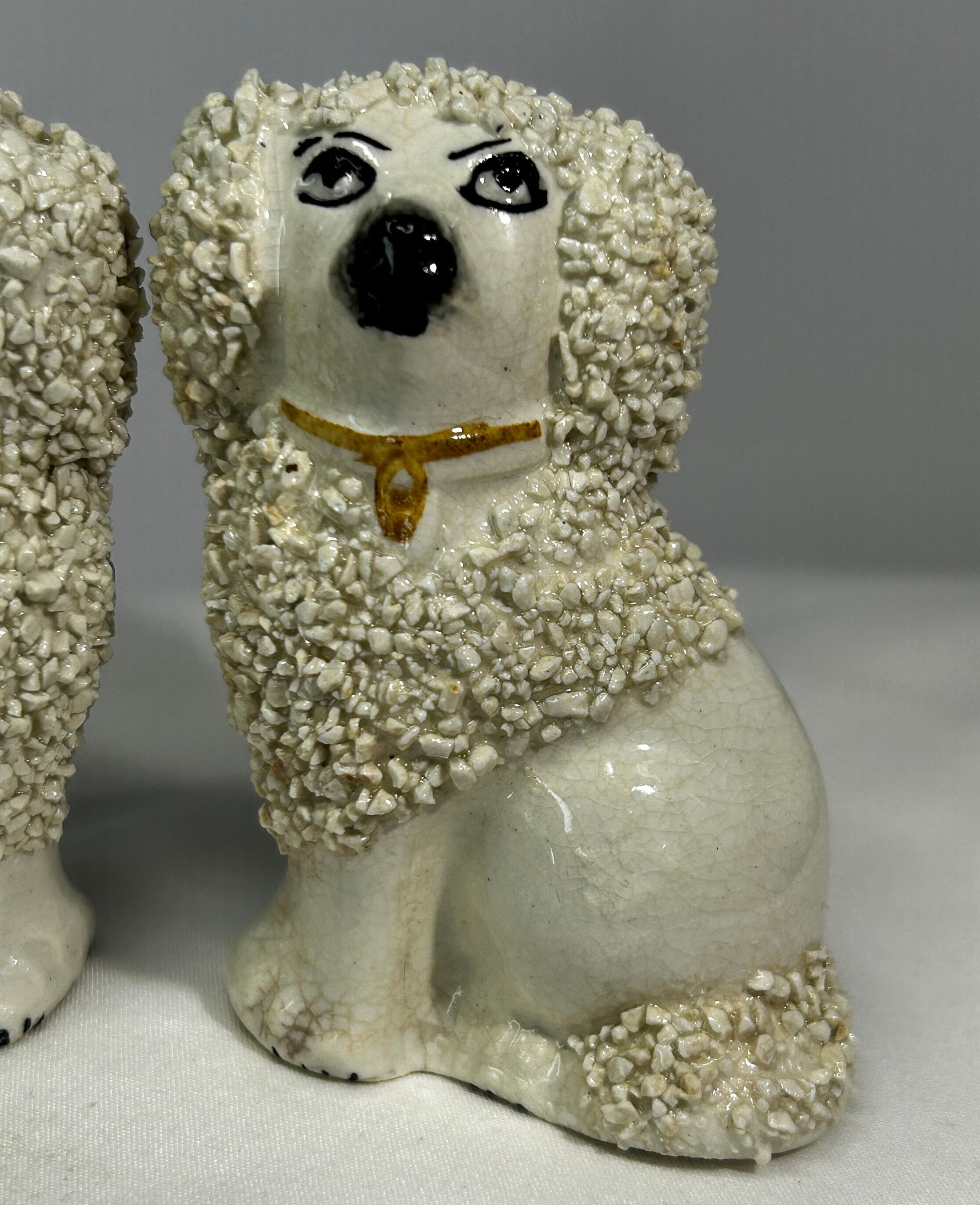 Antique Miniature Staffordshire Confetti Poodles Pair Etsy