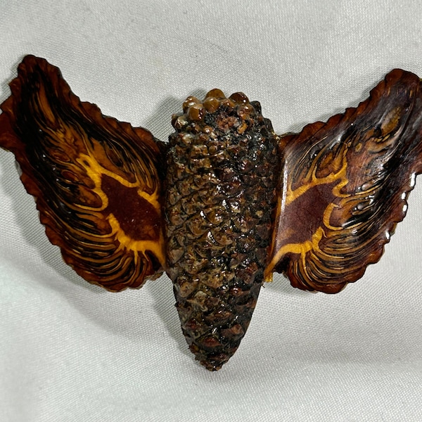 Natural Pinecone Slice Angel Brooch