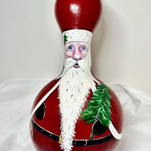 Santa Hand Painted Gourd  Christmas Decor