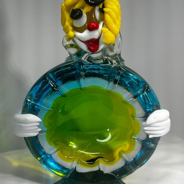 Cendrier vintage clown en verre de Murano.